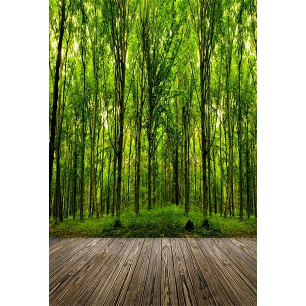 GoEoo Vinyl 7X5FT Spring Backdrop Jungle Forest Backdrops Trees Green Grass Meadow Fresh Flowers Nature Photography Background for Kids Adults Outdoor Picnic and Hiking Photo Studio Props 
